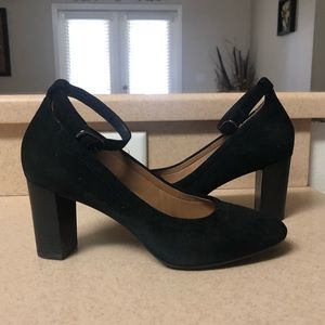 Clarks Black Suede Heels
